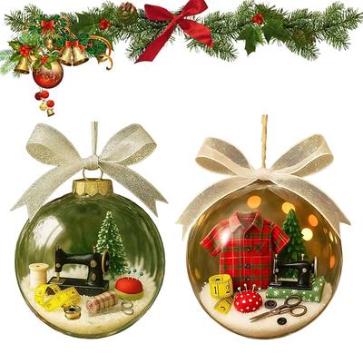 Antique Sewing Machine Christmas Ornament, Holiday Snow Globe, Cosy Winter Home Decor