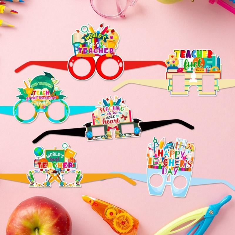 Set of 12 Teacher Appreciation Paper Eyeglasses Fun Teacher Eyewear for Fun and Festival Photo Booth Decorations