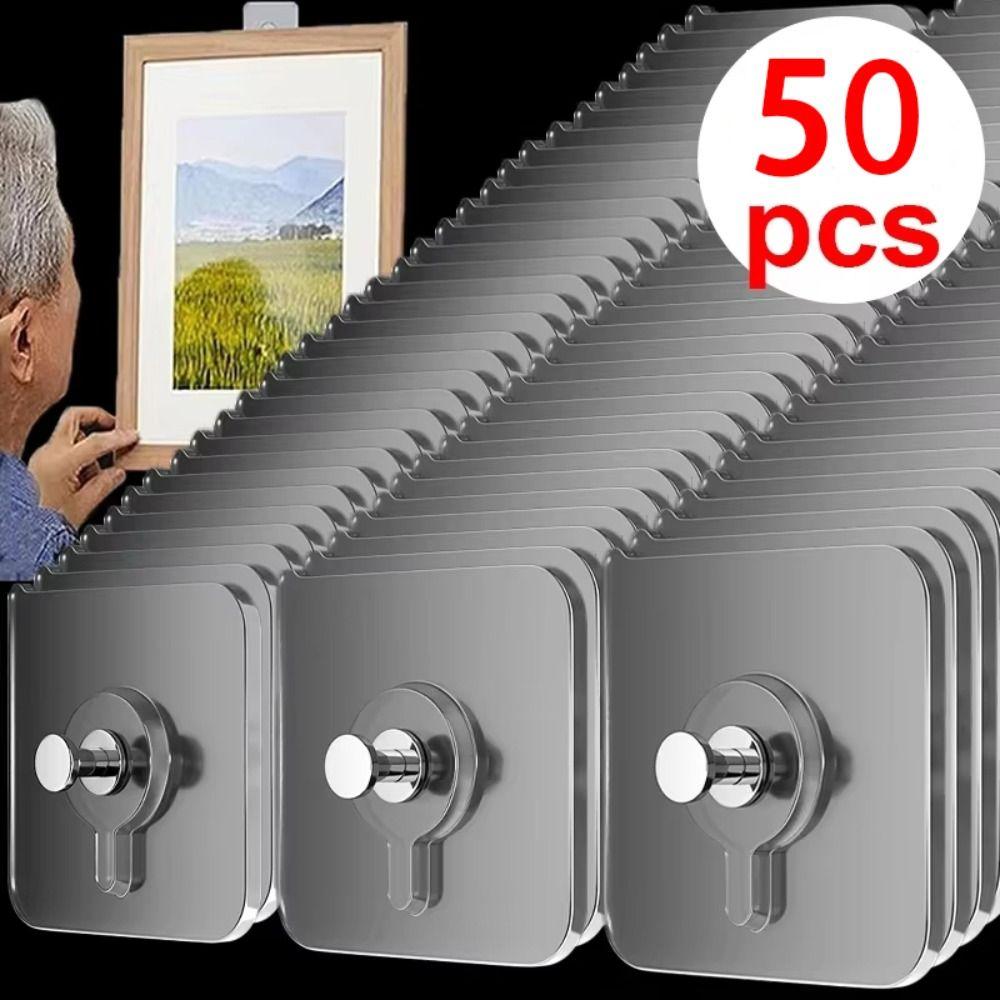 10-50Pcs No Drilling Photo Frame Hook Transparent Picture Hanging Rack  for Photo Frame Clock