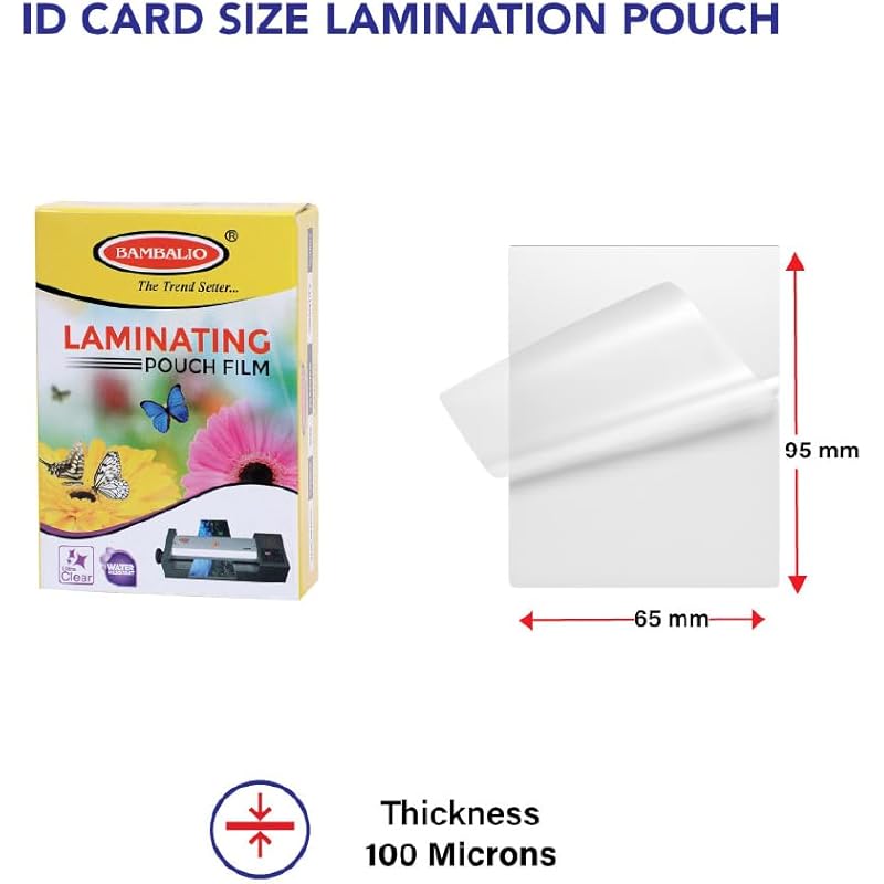 

Bambalio Lam-425 Professional Thermal Laminating Pouch 65 X 95Mm Id Card Size - 125 Microns /300 Sheets белый
