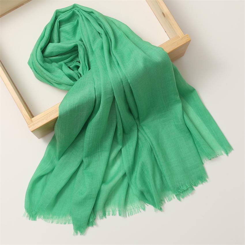 Foreign Trade Silk Scarf Cotton And Linen Headscarf Women'S Spring And Summer Solid Color Japanese And Korean Scarf Sun Protection Warm Shawl Hair