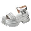 Women's Sandals for Summer Outdoor Wear, Light Luxury Rhinestone Thick-soled Roman Shoes, Exquisite All-match Sandals
