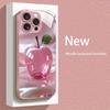 Pink Crystal For Apple Pattern Pink Metallic Paint Glass Phone Case For iPhone 11 12 13 14 15 16 17 Pro Max Plus 16E 17Air Cover