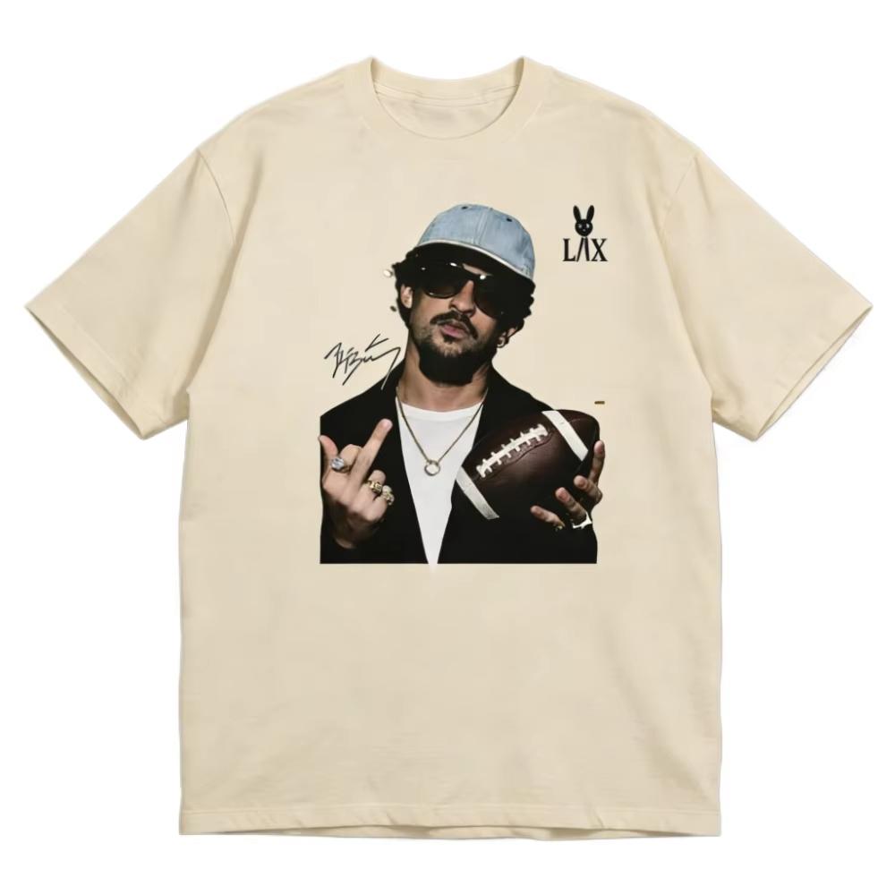 Unisex Super T Shirts Football Bowl Game Halftime Show Puerto Rican Rapper Bad Bunny Print Tees Premium Cotton Tops
