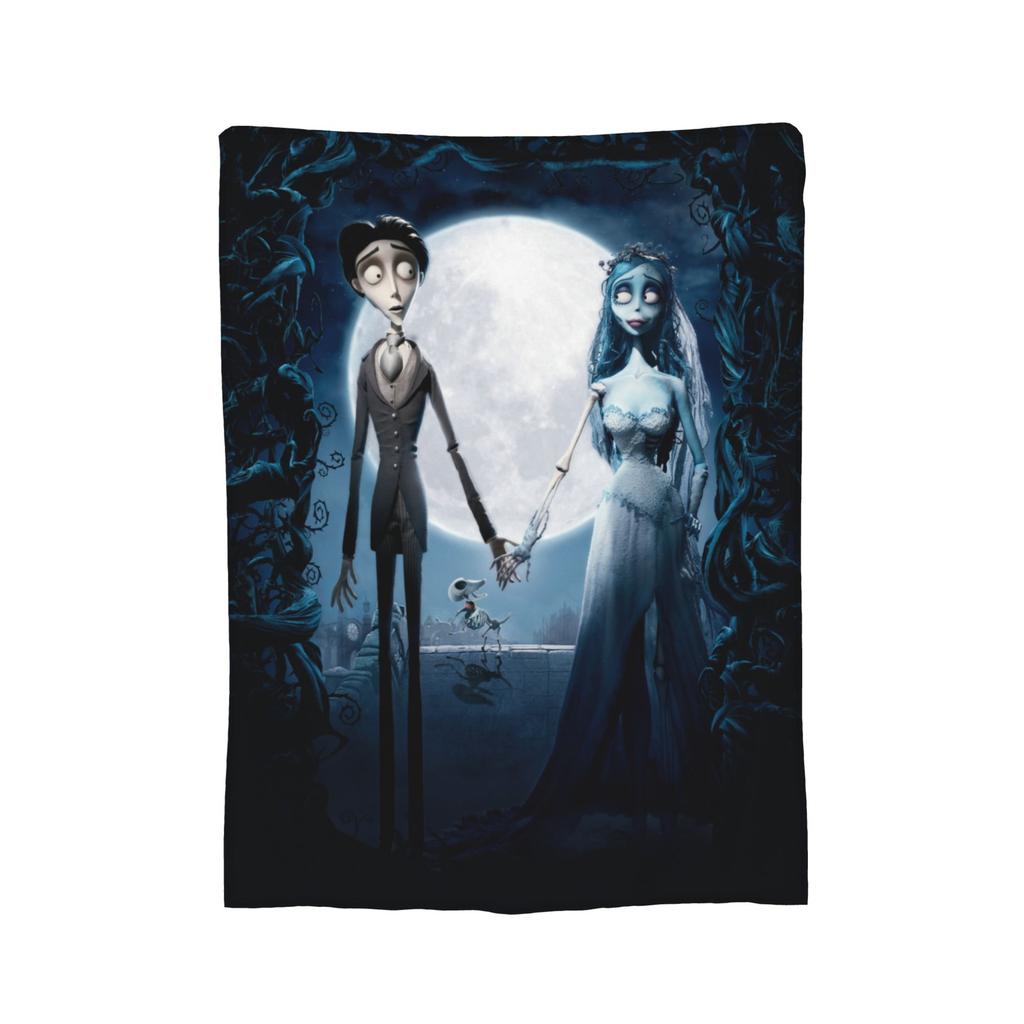 Corpse Bride Emily And Victor Blankets Fleece Summer  Multi-function Lightweight Thin Throw Blankets for Bedding Car Bedspread