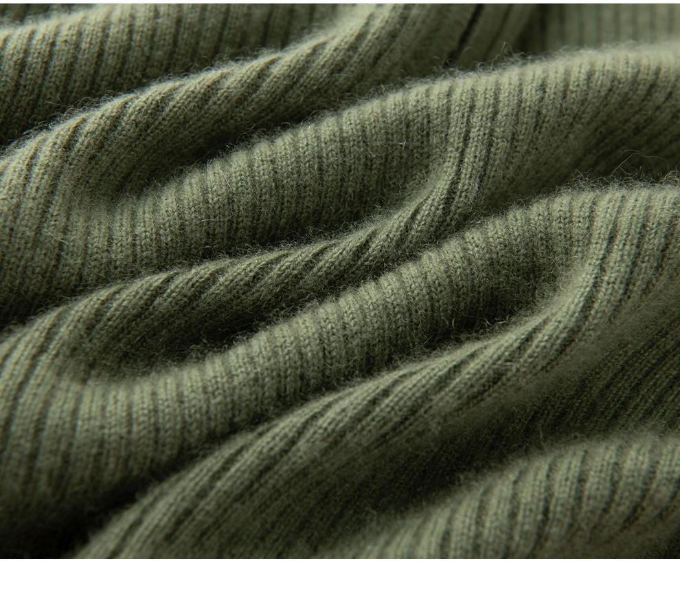 Women's Autumn/Winter 2026 Half-Zip Cashmere Sweater - Lapel Vertical Stripe, Gentle Style Loose Slimming Knitwear