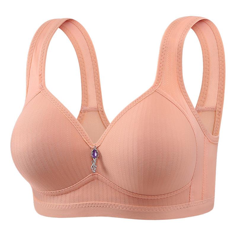 Women's middle-aged and elderly bra without steel ring bra large size smooth vest mother underwear