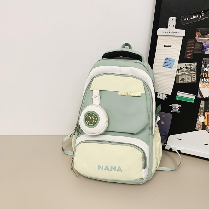 Студенческий школьный рюкзак женский цветной блок рюкзак мужской большой емкости — фото 13