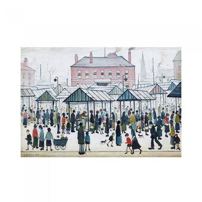 L.S. Lowry Market Scene Northern Town 1939 Print