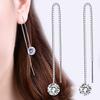 Long Ear Line Drop Earrings for Women Fashion Round Crystal Dangle Earrings Korean Sweet Temperament Jewelry Accessories
