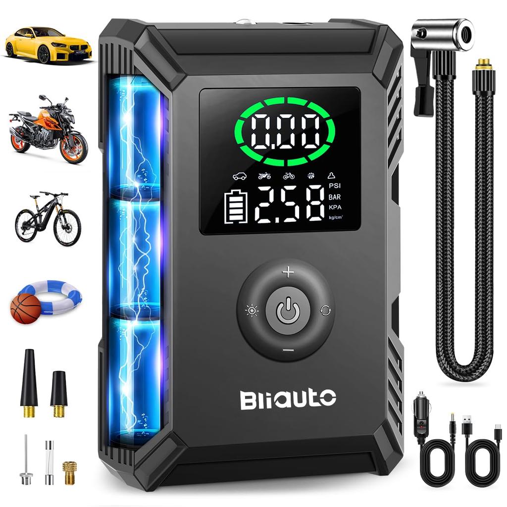 BLIAUTO Electric Air 3 X 6000mAh Maximum Pressure Compact Rechargeable Cordless Air Compressor for and 30cm Air Low Compatible with and American
