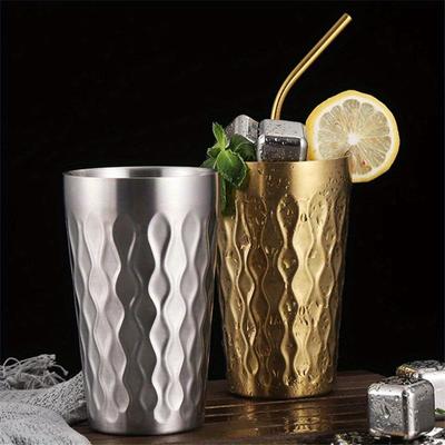 Boccale da Birra 350ml Bicchiere in Acciaio Inossidabile con Motivo Ondulato Tazze da Caffè in Metallo Bar Cucina Bicchieri Tazza da Viaggio per Acqua