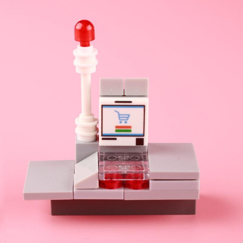 

MOC City Supermarket Figures Building Blocks Store Vegetable Snacks Beverage Food Cashier Accessory Model Bricks Kids Toys Gifts