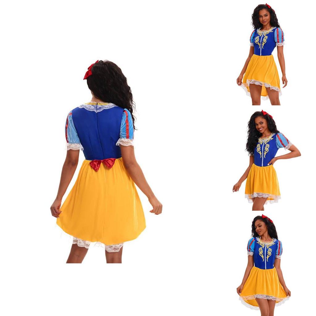 Elegant Halloween Snehvide Kjole Cosplay Kostume Til Voksne Med Tilbehør