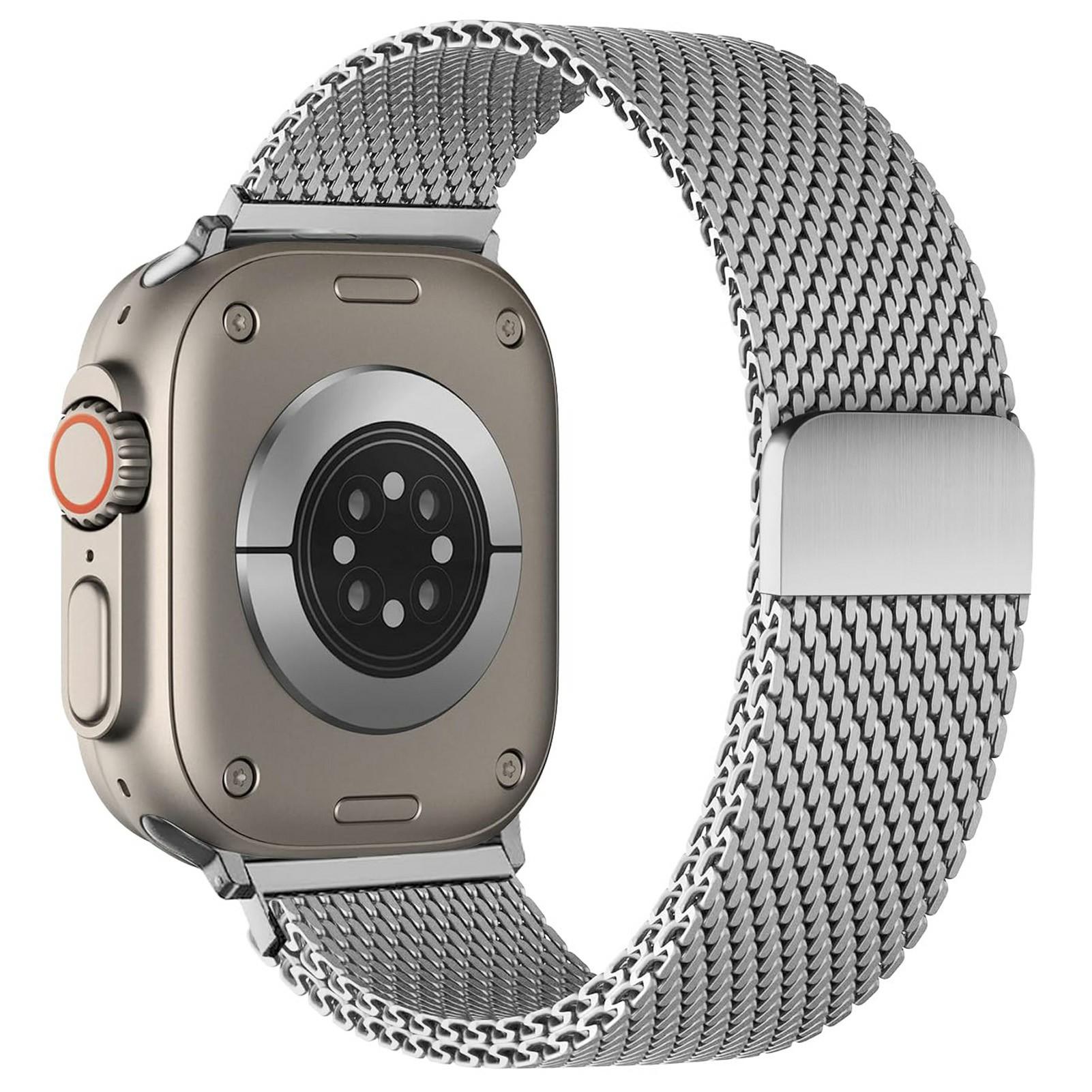 

Thick Mesh Silver Strap for Apple Watch Series 10 9 8 7 SE 6 5 4 3 2 1 42mm 41mm 40mm 38mm Milanese Metal Watch Band Magnetic Clasp A