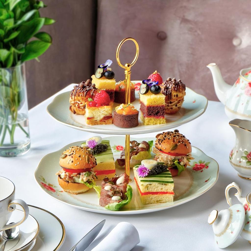 uxcell 1 Set 2-Tier Cupcake Stand Hardware Handles, Zinc alloy Cake Plate Stand Handle Fittings with Screws for DIY Making Fruit Plate Cake Stand,