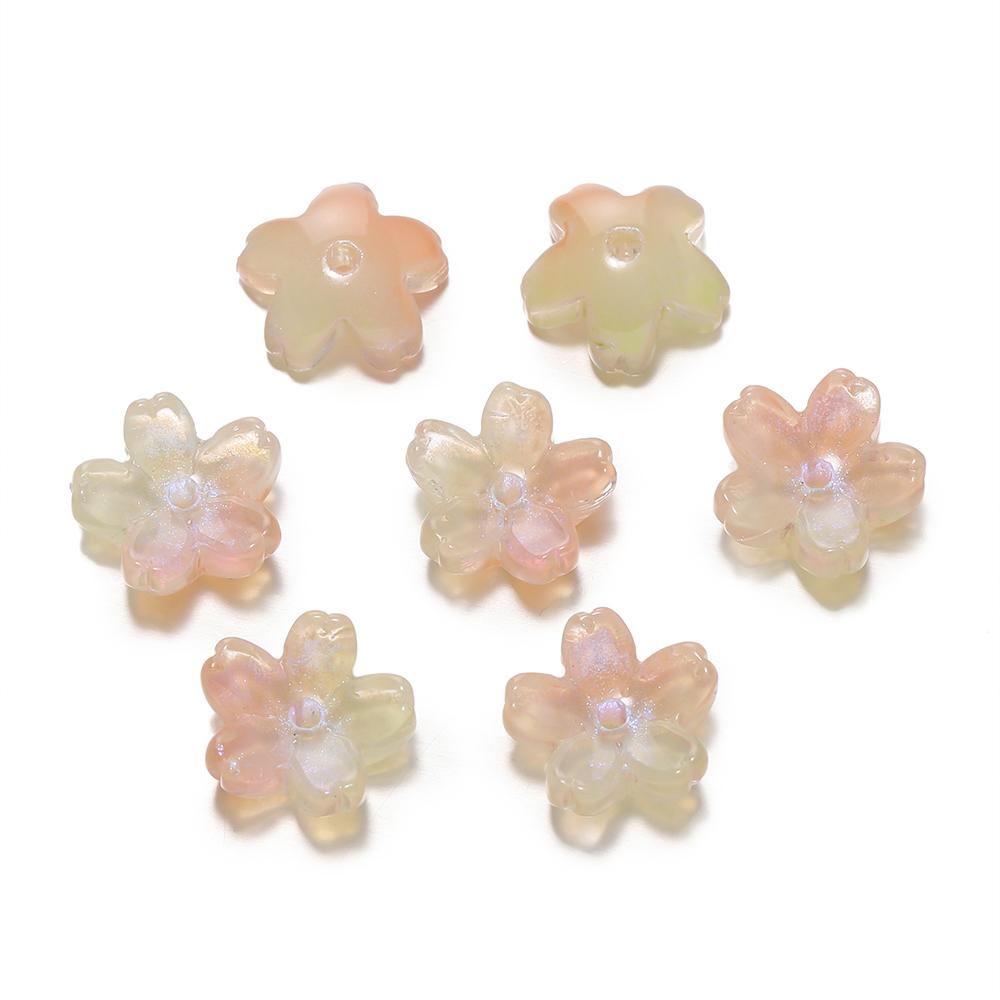 10Pcs/lot Glass Gradient Beads Cherry Blossom Scattered Beads Handcrafted DIY Production Jewelry Craft  Bracelet Accessories
