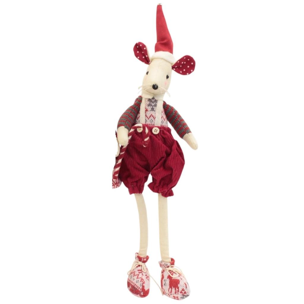 Vivienne Sitting Mouse Walking Christmas Boy's Stick, 42.5cm, Ornament, QAH19/529-G