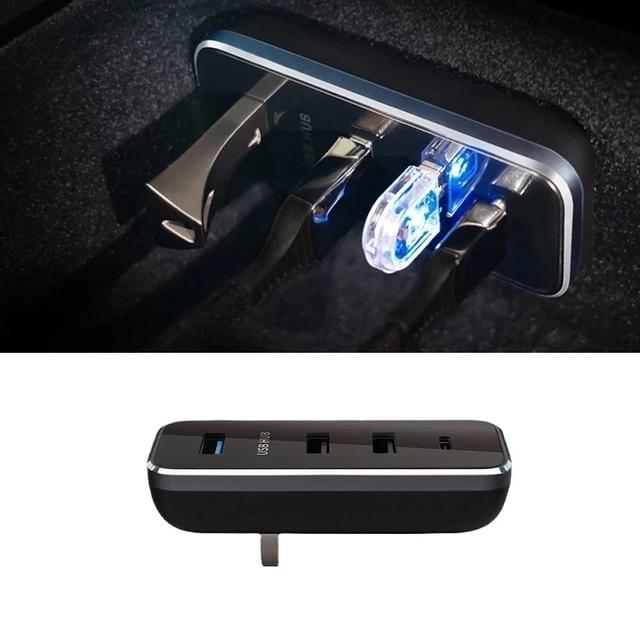 

27 Вт быстрое зарядное устройство светодиодная интеллектуальная док-станция USB шунтирующий концентратор USB шунтирующий концентратор для Tesla Model 3/Y 2024-2024 USB адаптер-разветвитель