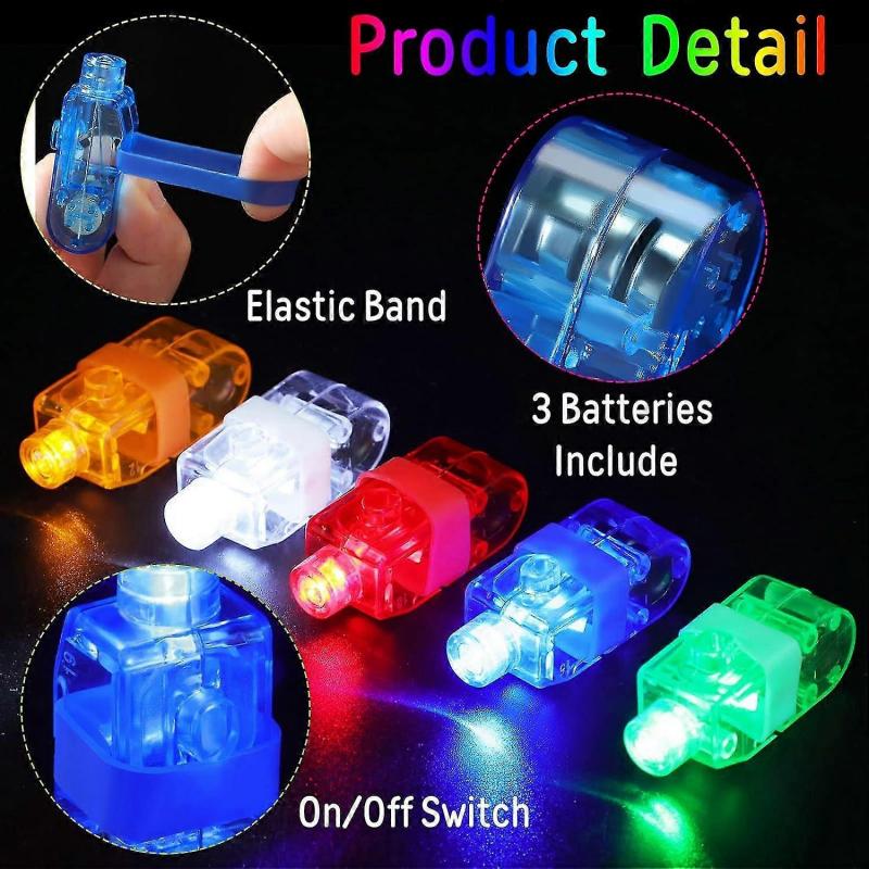 100 PCS LED Finger Lights Bright Finger Carnival Light Ring Glow Stick Little Finger Laser Festival Glow Finger Ring