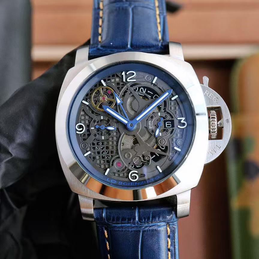 Panerai PAM01036 Men s 44mm Automatic Multifunction Skeleton Dial Calendar Watch
