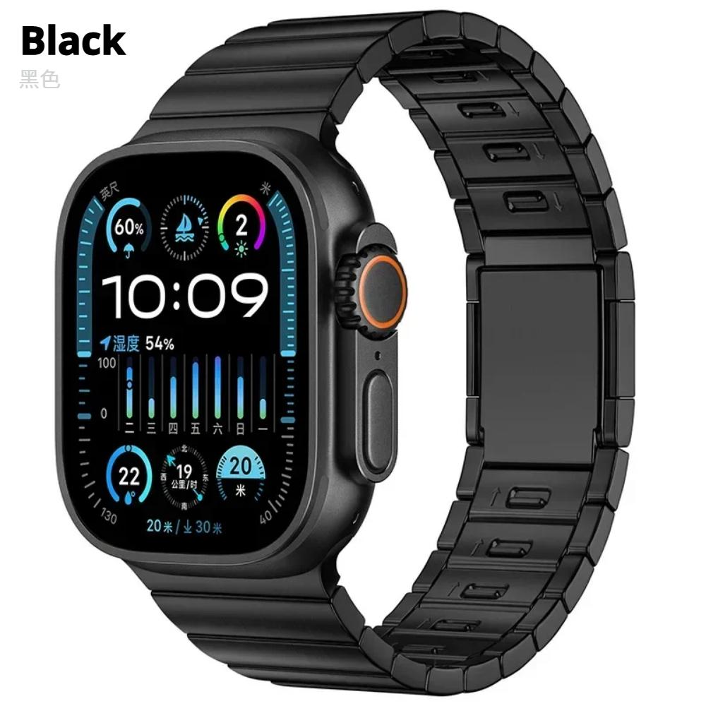 

Сталевий ремінець для Apple Watch Ultra 2/1 49/45/44/42/46 мм, браслет з магнітною застібкою, що знімається ковзанням, для Iwatch Series 10 9 8 7 6 5 42mm 44mm 45mm чорний