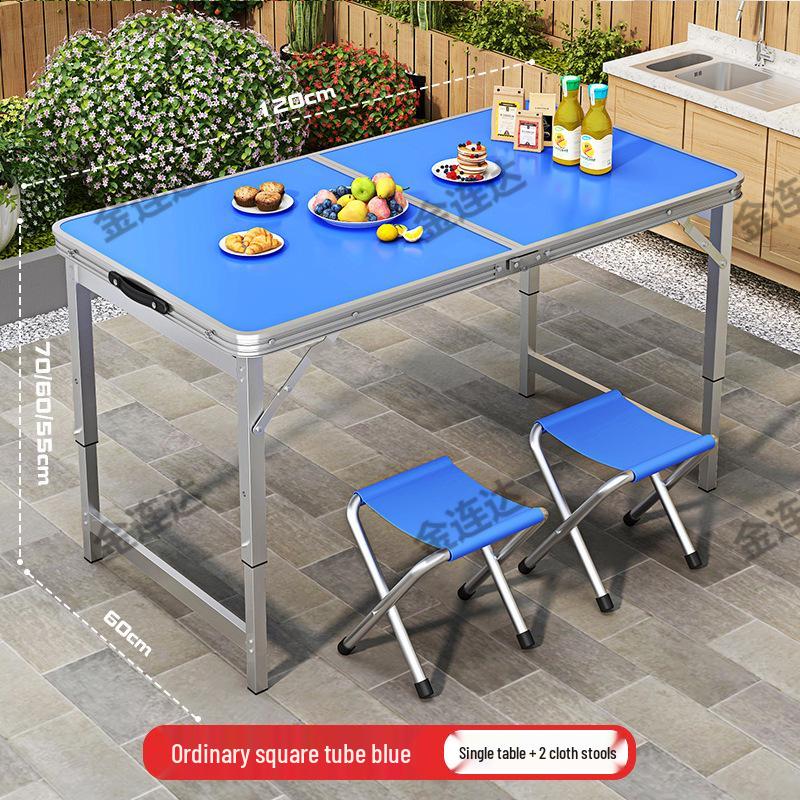 Portable Aluminum Folding Table for Outdoor Dining and Market Stalls - Adjustable and Compact