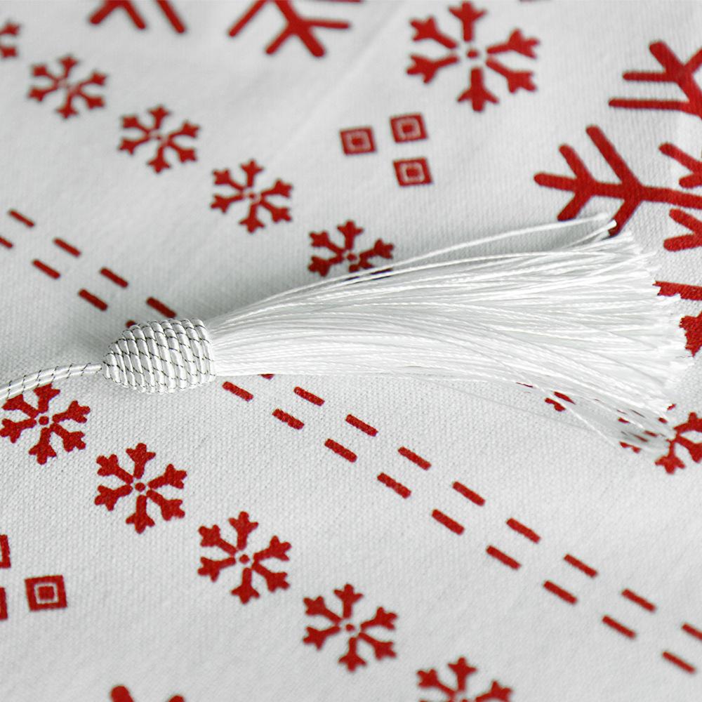 Christmas Table Runner  Vintage Polyester Tassel Triangle Snowflake Party Wedding Kitchen Table Fabric Home Coffee Table Decor