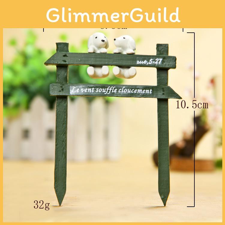 Creative Fence White Dog Scene Mini Model Ornament For Garden Decoration