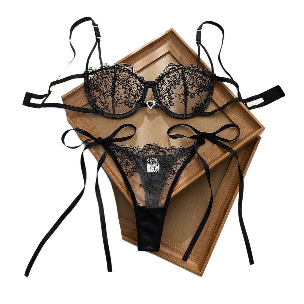 Hot-Selling Translucent Bow Ribbon Lingerie Set - Temptation Flirting Bra 201