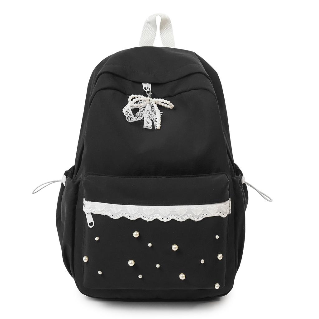 Zaino versione coreana dolce pizzo borsa zaino femminile carino fiocco perla zaino scolastico studente moda casual versatile zaino