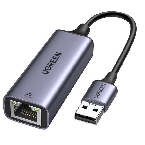 UGREEN Adapter USB-A 3.0 to RJ45 1Gbps, up to 480 Mbps, Support IEEE 802.3, 802.3, 15cm CR111, Black