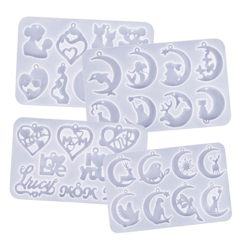 Unique Earring Resin Molds Jewelry Casting Mold Stars Heart Moon Silicone Pendant Mould DIY Craft Keychain Jewelry Charm
