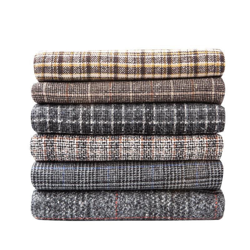 Winter Thickened Brushed Plaid Shirt Fabric Vintage Soft for Handmade DIY Sewing Clothing Skirts Jackets Pants Fabric Cloth