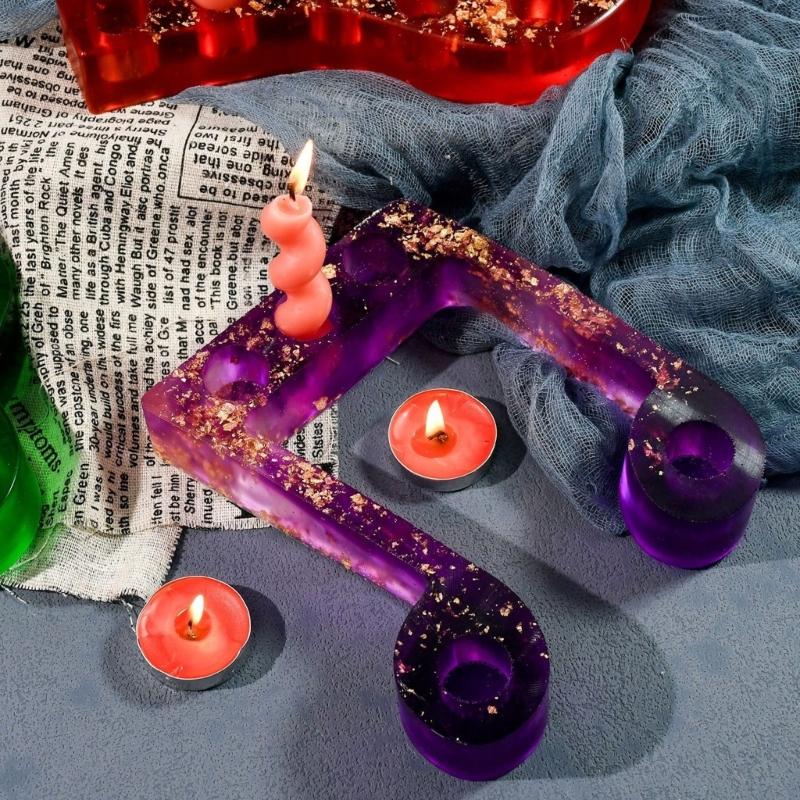 3D Candlestick Silicone Mold Music Symbol Shaped Candle Base Molds Candle Holder Mould Stylish Home Decorations Moulds