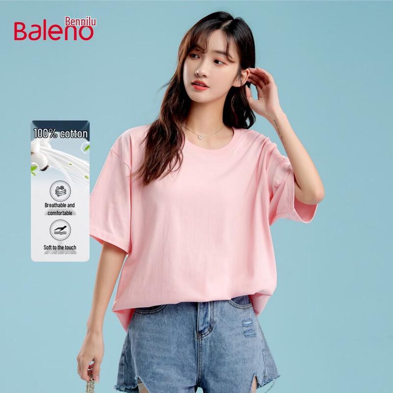 Baleno Women s Macaron Color 100% Cotton Short Sleeve T-shirt XL