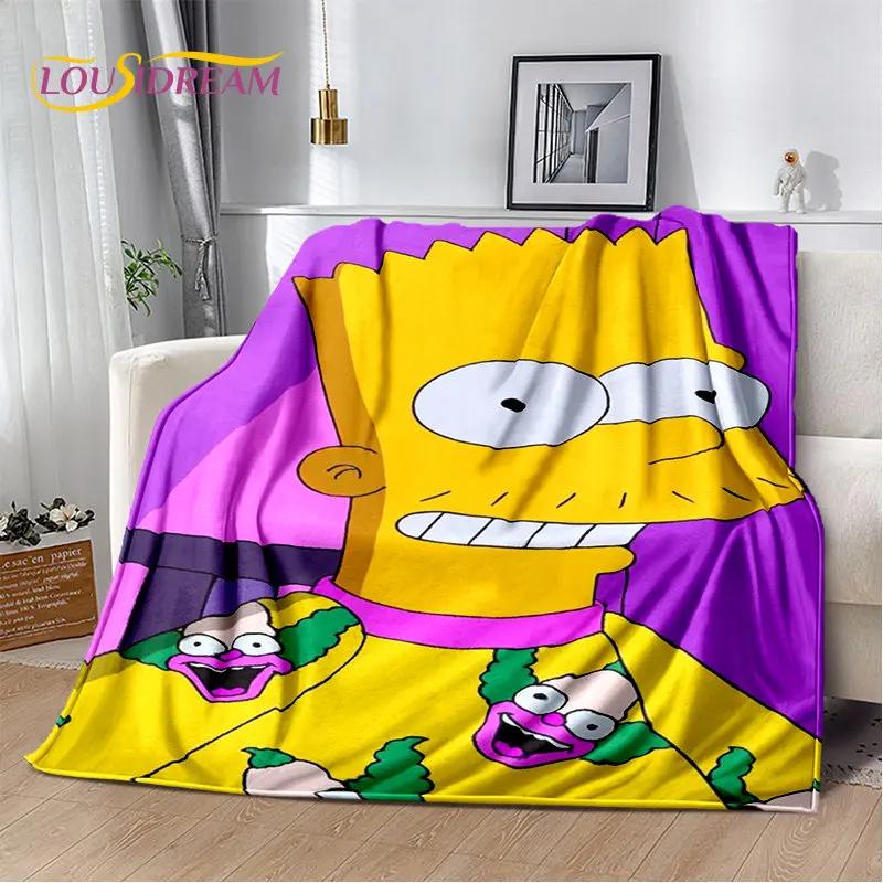 De S-Simpsons Cartoon Pluche Deken, Flanellen Deken Kinderen Plaid voor Woonkamer Slaapkamer Bed Bank Wandelen Vrije Tijd Dutten