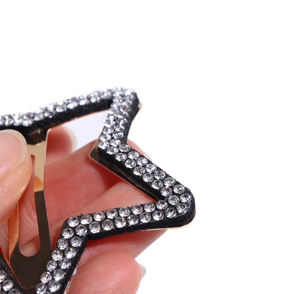 Geometric Rhinestone Star BB Clip\ Metal Hollow Hair Clip Elegant Star Side Clip  Girls