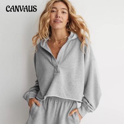 Fashion Loose Hoodie Women's Spring and Fall V-neck Tops Pullover Long-sleeved Shirt