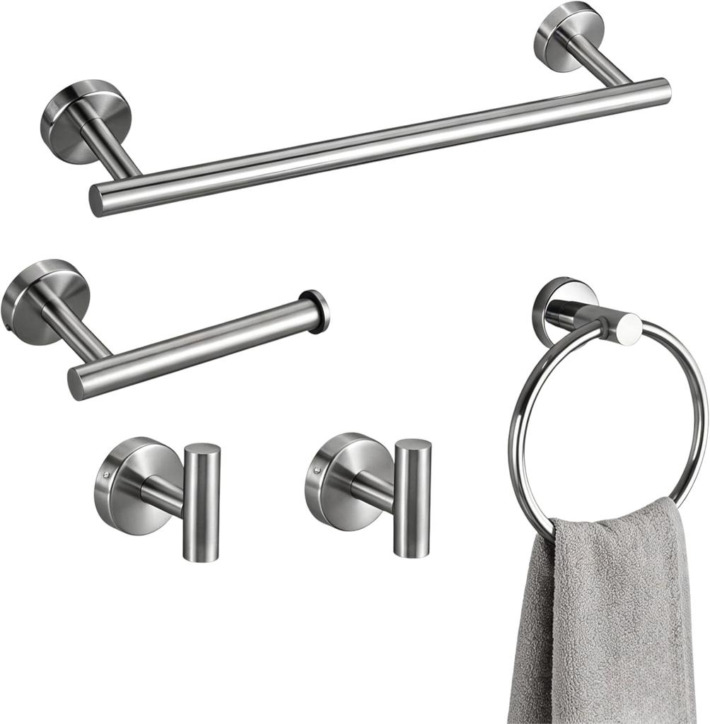 Black Stainless Steel Bathroom Towel Rack Wall Mounted Shelf Set Bath Towel Holder Hardware Accessory Kit for Shower Room