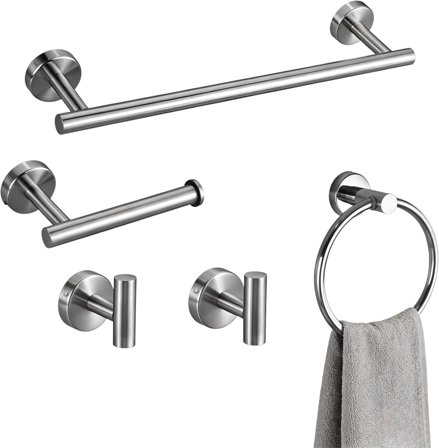 

Black Stainless Steel Bathroom Towel Rack Wall Mounted Shelf Set Bath Towel Holder Hardware Accessory Kit for Shower Room