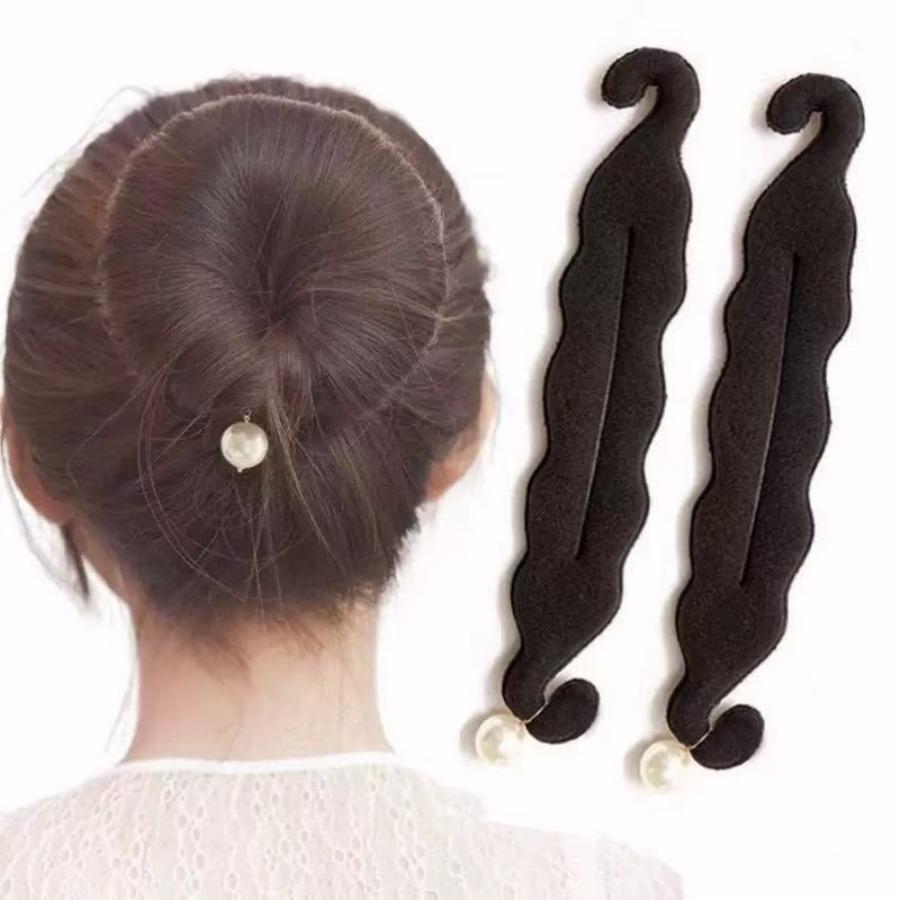 2pcs Creative Women'S Bohemian Hairstyle Design Set - (Choose from Two Styles) Magic Foam Sponge Donut Shaper, Ponytail Twist Tool, And Clip Additions