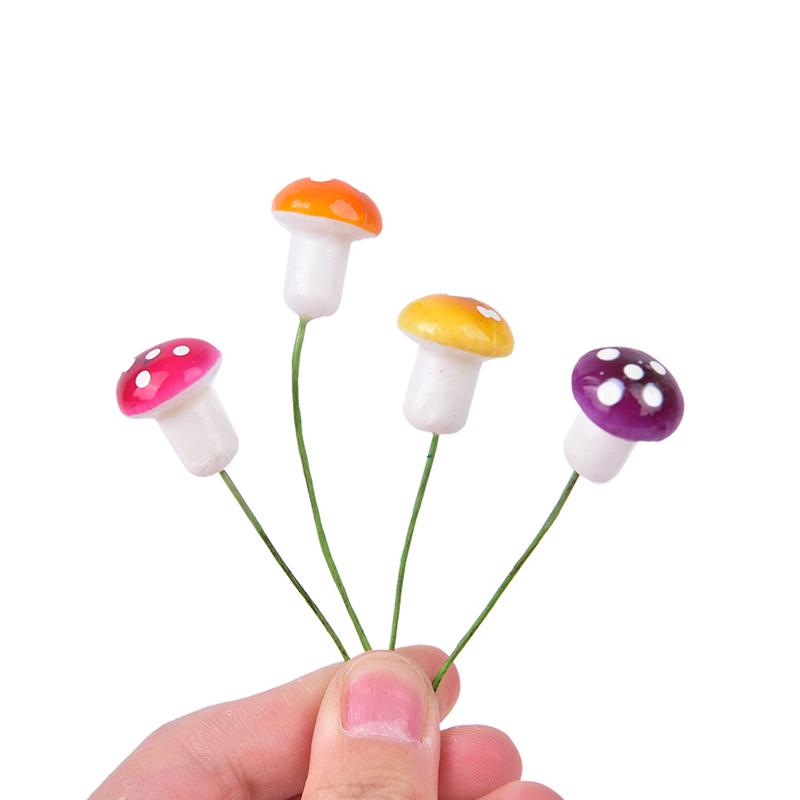 10Pcs Miniature Potted Decor Mushroom Craft Garden Ornament Resin Crafts Moss