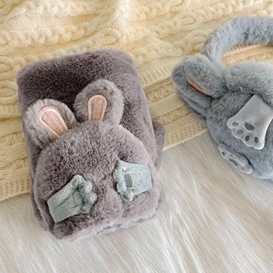 Women Winter Plush Gloves Thickened Warm Fuzzy Rabbit Mittens Girls Convertible Winter Fingerless Mittens