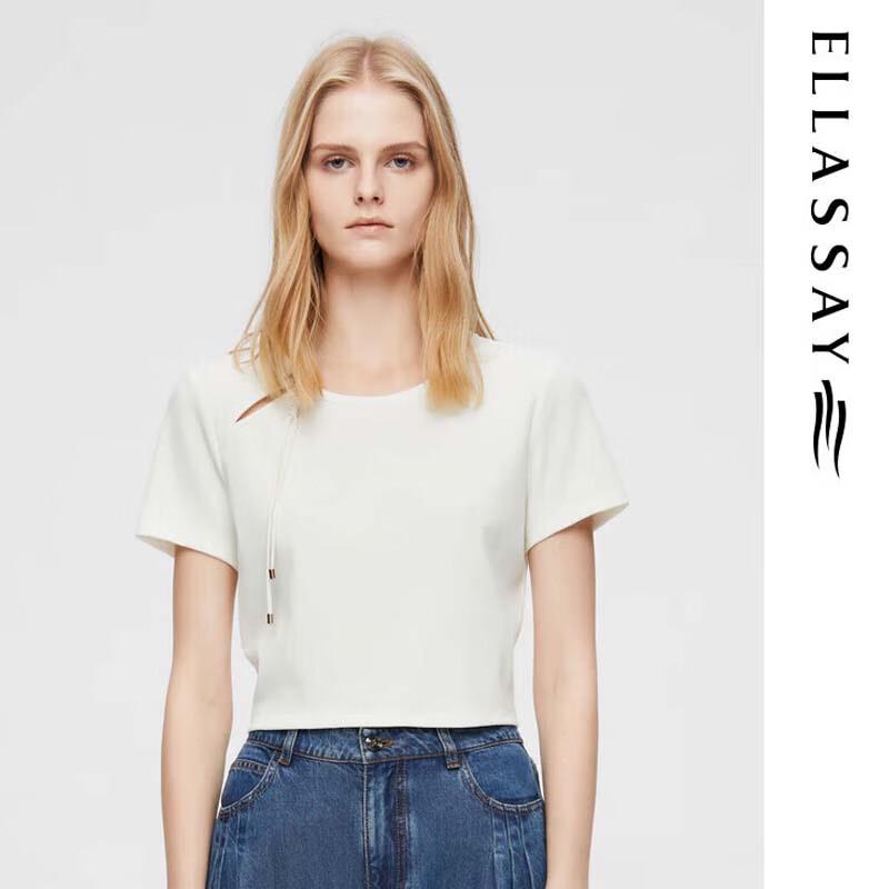 ELLASSAY Women's Elegant Hollow-Out Short T-Shirt