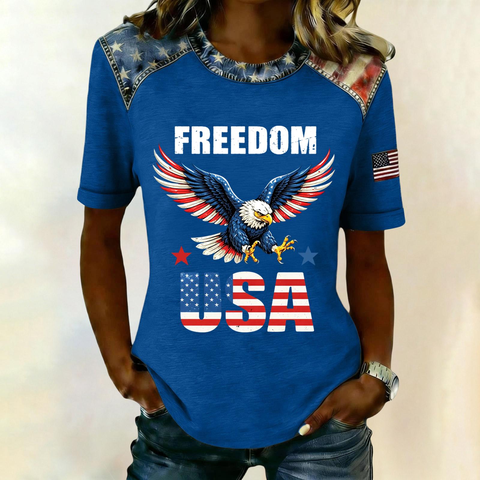 Women s Stylish Casual Letter-printed Blouse XXL синий