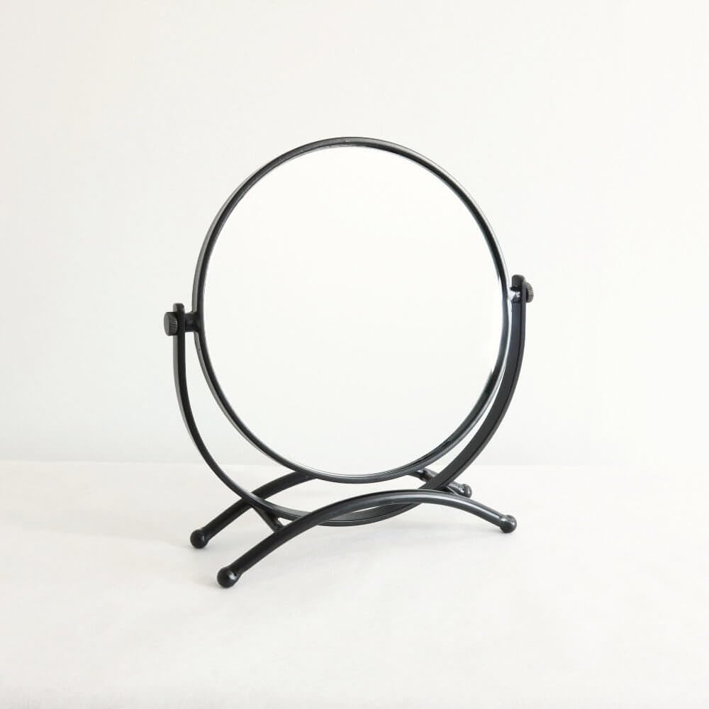 Tabletop Mirror 360 Degree Rotation Makeup Black Mirror Double-Sided Mirror,