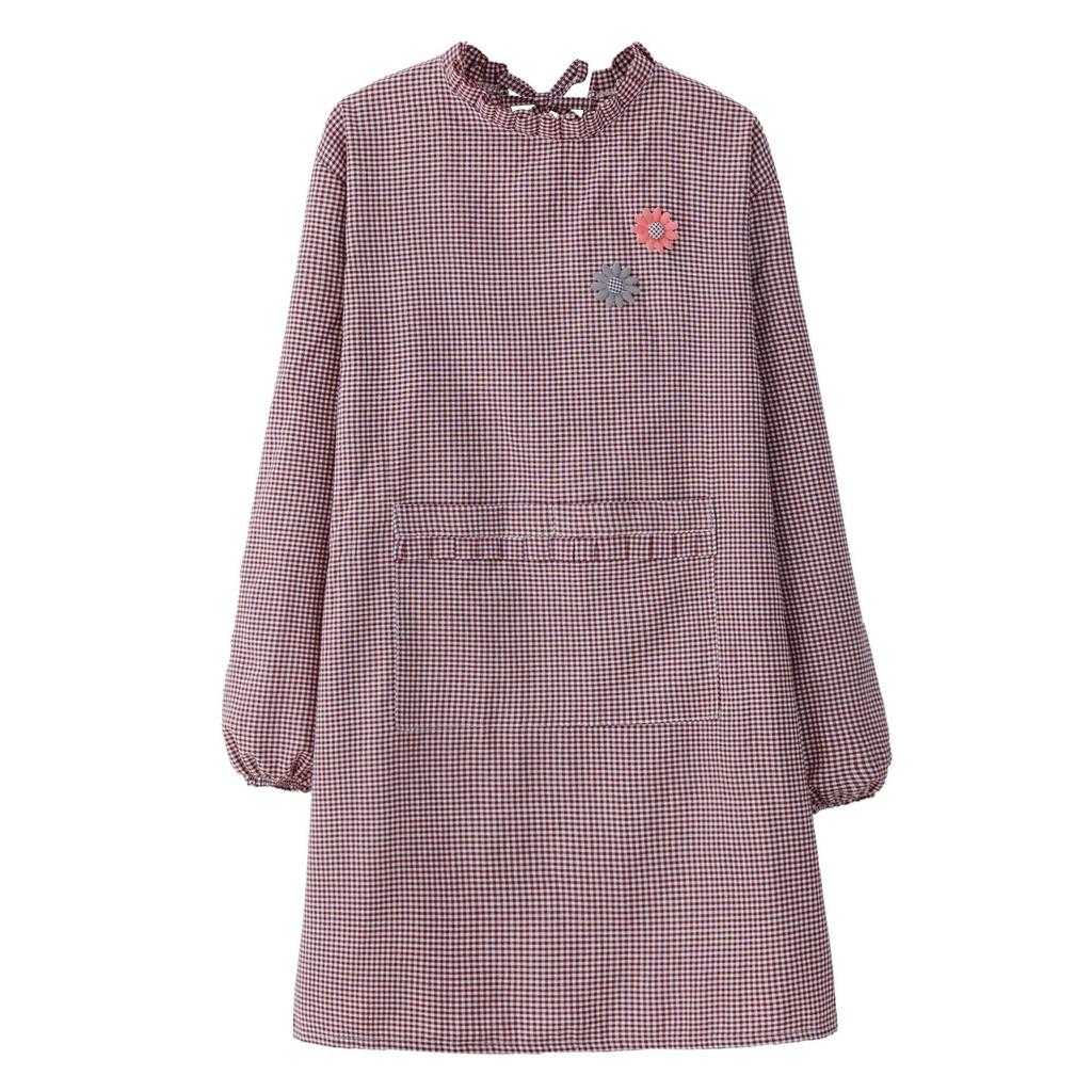 Women's Pure Cotton Apron with Sleeves - Anti-Stain, Dirt-Resistant Kitchen and Workwear for Home and Office