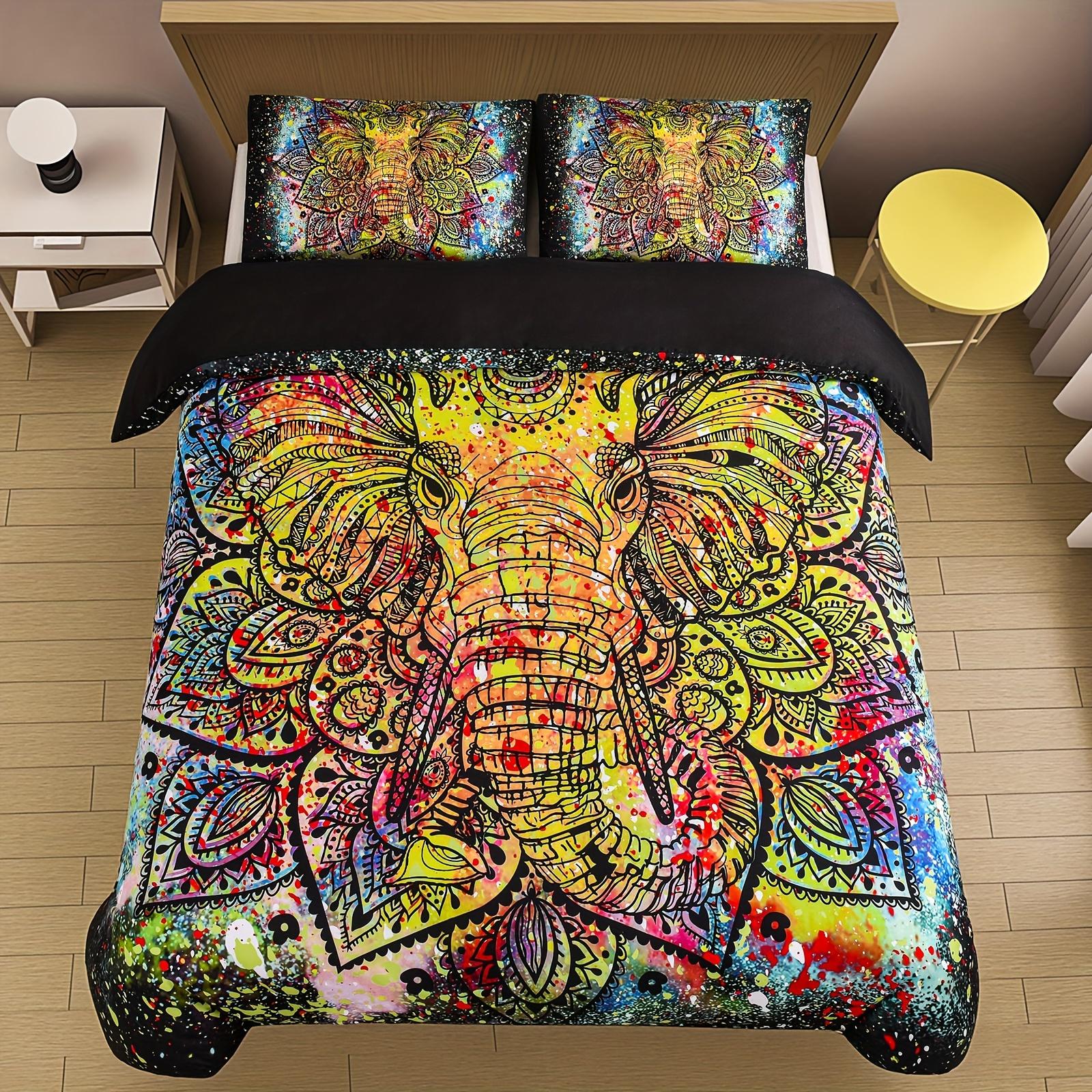 

Duvet Cover Elephant Print Bedding Set Soft And Comfortable Quilt Cover For Bedroom Guest Room 1*Quilt Cover + 2*Pillowcase 90X200cm 2PCS
