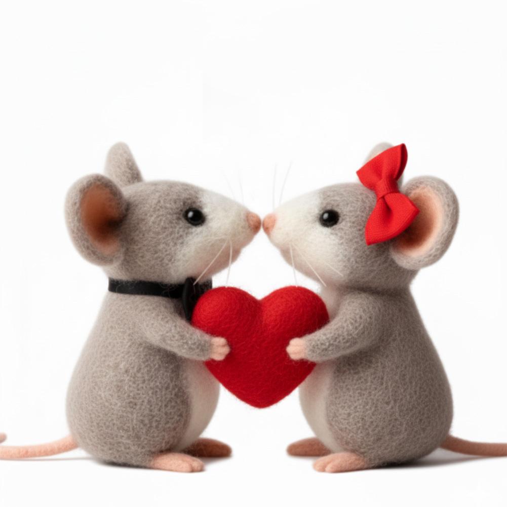 Christmas Mice Wool Felt Mouse Felt Animal Crafts Cute Mouse Tree Ornaments Winter Christmas Wool White Mouse Decor For Wedding